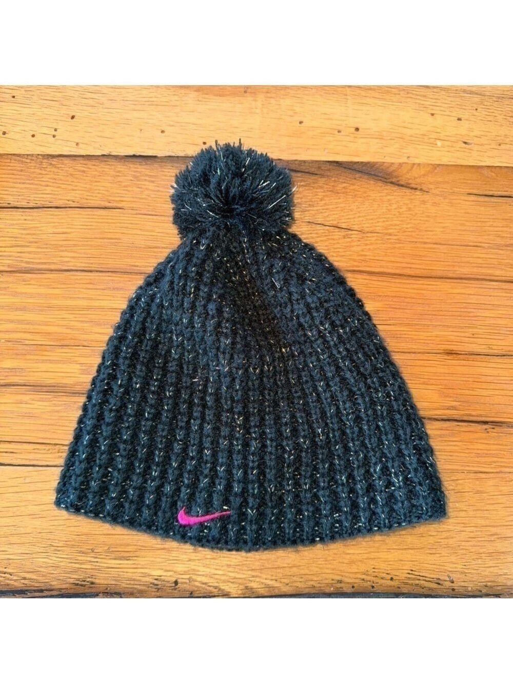 Nike Black & Pink Beanie Hat Size 7-16